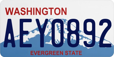 WA license plate AEY0892