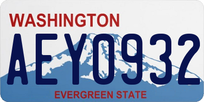 WA license plate AEY0932