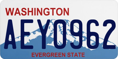 WA license plate AEY0962