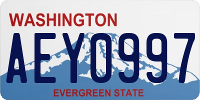 WA license plate AEY0997