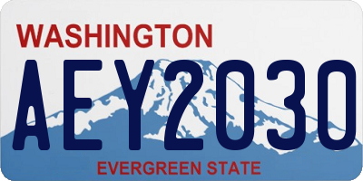 WA license plate AEY2030