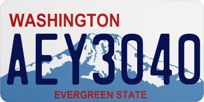 WA license plate AEY3040