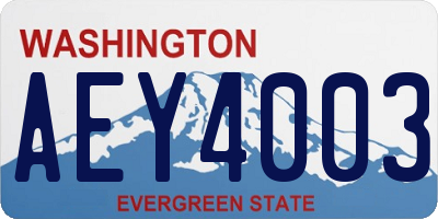 WA license plate AEY4003