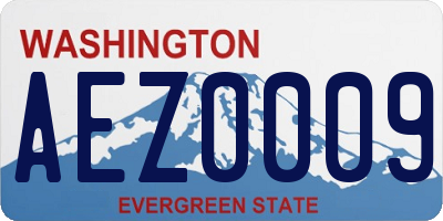 WA license plate AEZ0009