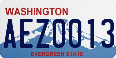 WA license plate AEZ0013