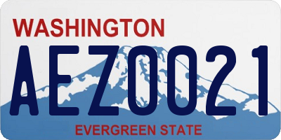 WA license plate AEZ0021