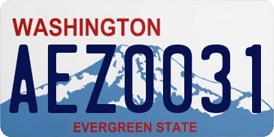 WA license plate AEZ0031
