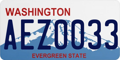 WA license plate AEZ0033