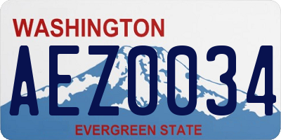 WA license plate AEZ0034
