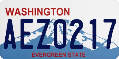 WA license plate AEZ0217
