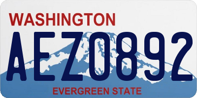 WA license plate AEZ0892