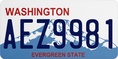 WA license plate AEZ9981