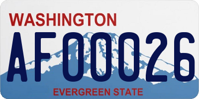 WA license plate AF00026