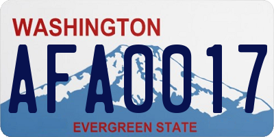 WA license plate AFA0017