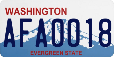 WA license plate AFA0018