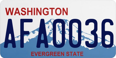 WA license plate AFA0036