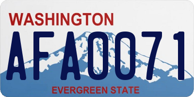 WA license plate AFA0071