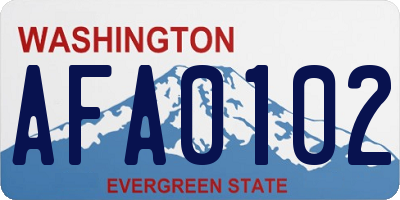 WA license plate AFA0102