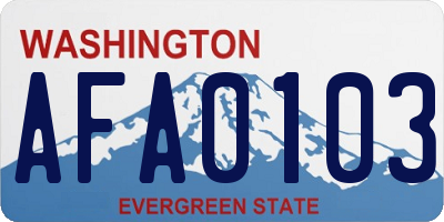 WA license plate AFA0103