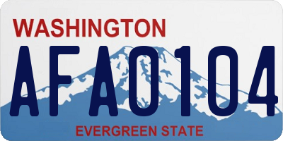 WA license plate AFA0104
