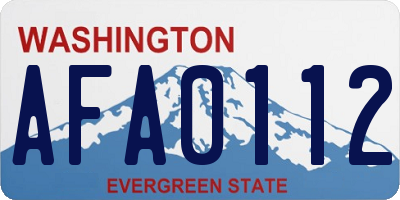 WA license plate AFA0112