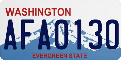WA license plate AFA0130