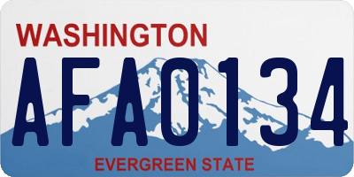 WA license plate AFA0134
