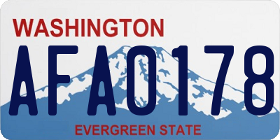 WA license plate AFA0178
