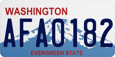 WA license plate AFA0182