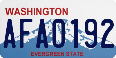 WA license plate AFA0192