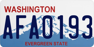 WA license plate AFA0193