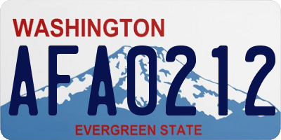 WA license plate AFA0212