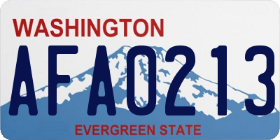 WA license plate AFA0213