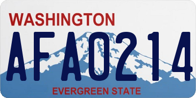 WA license plate AFA0214