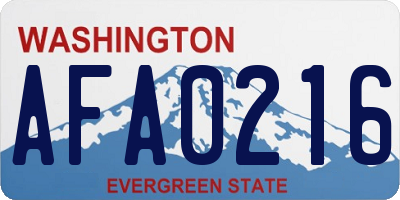 WA license plate AFA0216
