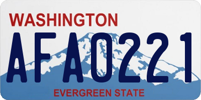 WA license plate AFA0221