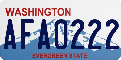 WA license plate AFA0222
