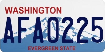 WA license plate AFA0225