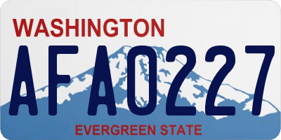 WA license plate AFA0227