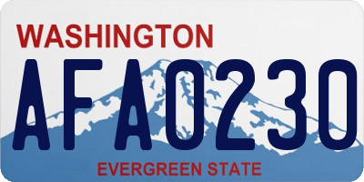 WA license plate AFA0230