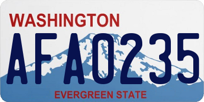 WA license plate AFA0235