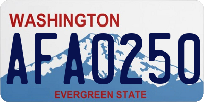 WA license plate AFA0250