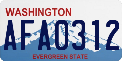 WA license plate AFA0312