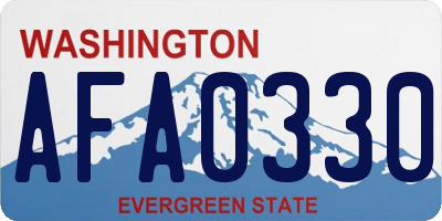 WA license plate AFA0330