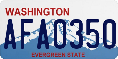WA license plate AFA0350