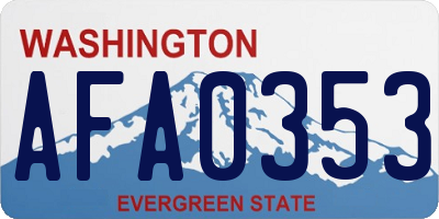 WA license plate AFA0353