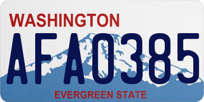 WA license plate AFA0385