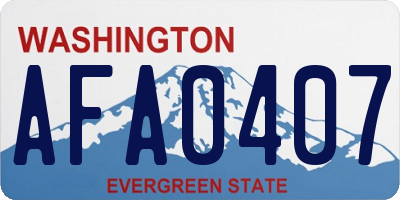 WA license plate AFA0407