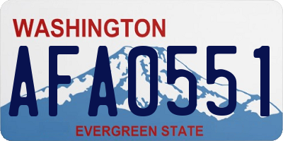 WA license plate AFA0551