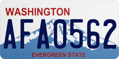 WA license plate AFA0562